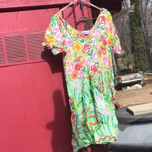 Jams World Green and Yellow Puff Sleeve Sundress large